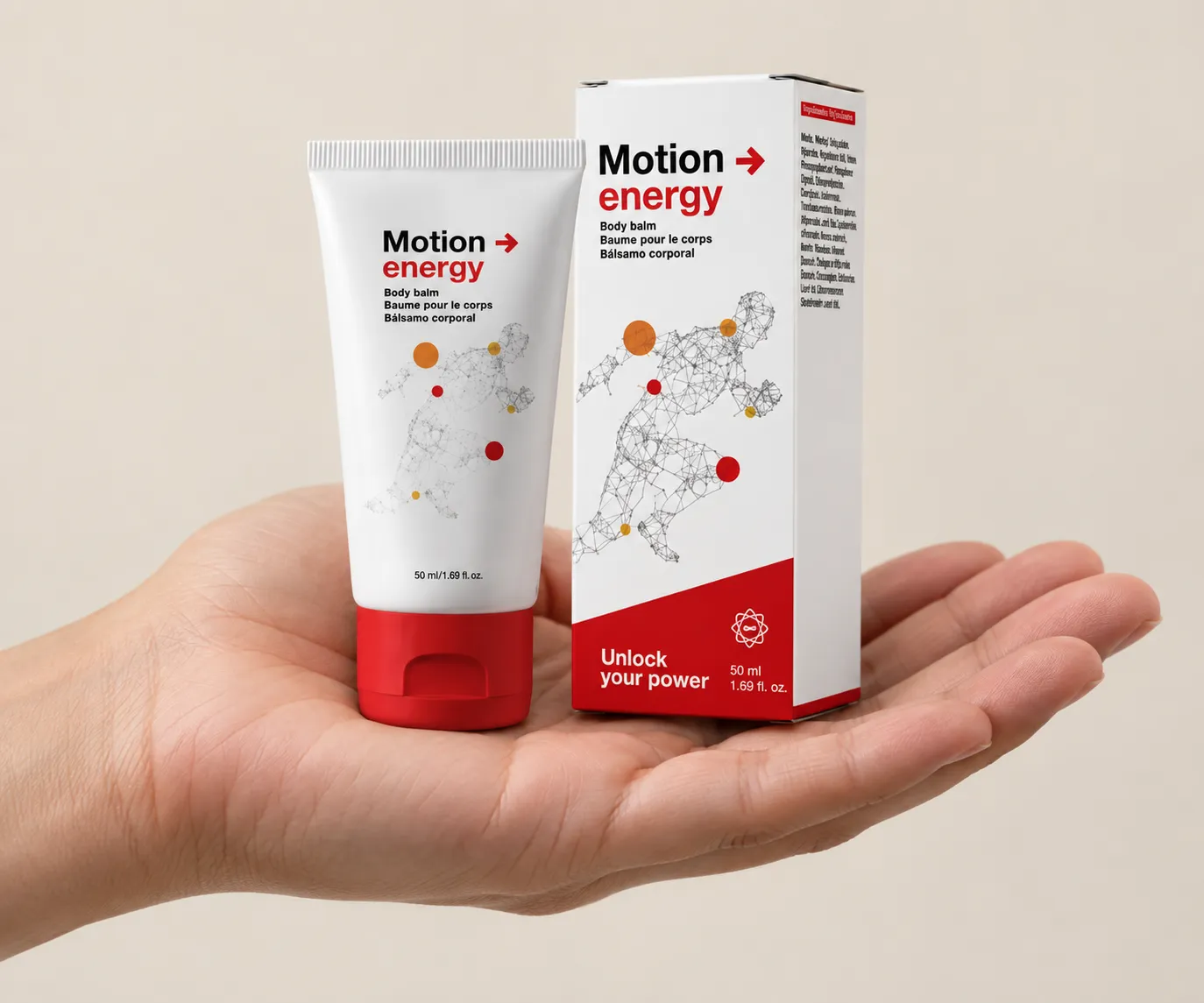 Motion Energy — the package held in a hand