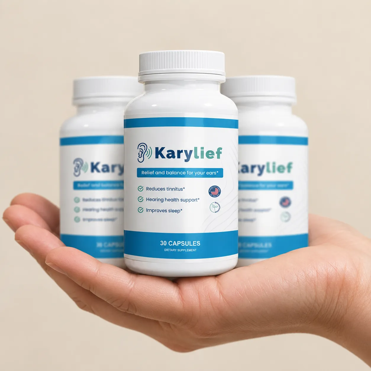 Karylief — the package held in a hand