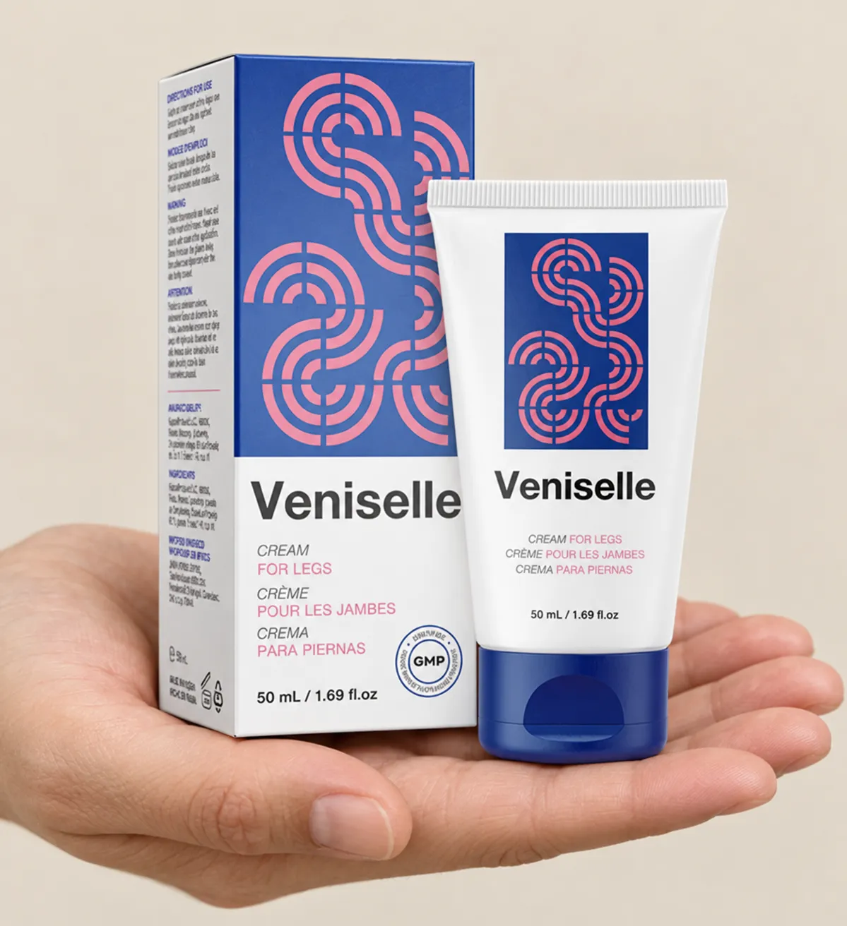 Veniselle — the package held in a hand