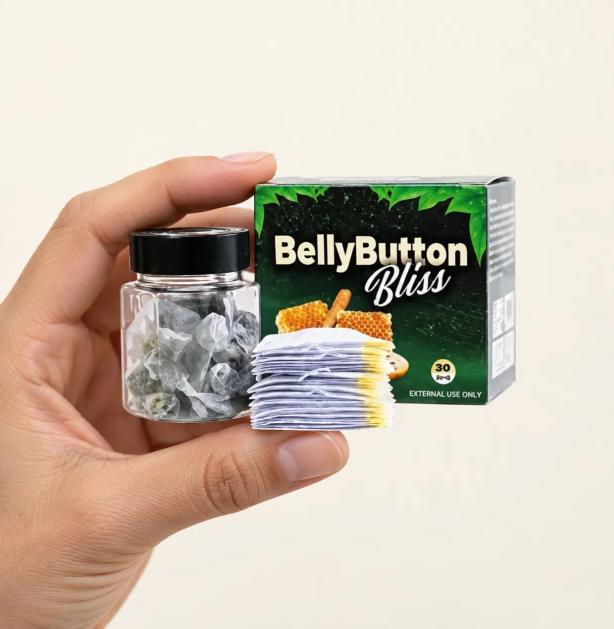 Belly Button Bliss — the package held in a hand