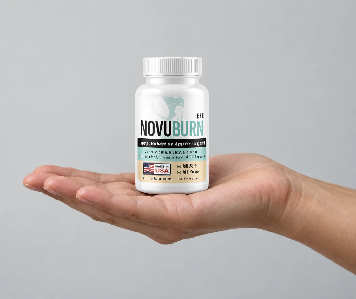 NovuBurn — the package held in a hand