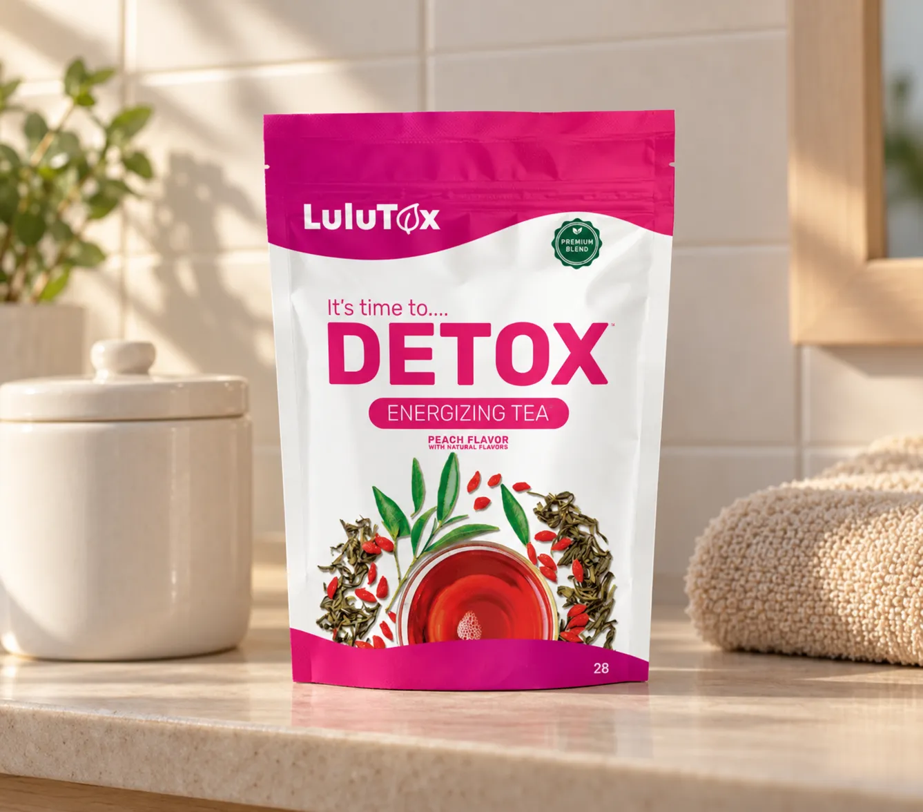 Lulutox Detox Tea HCTC — the package in everyday use