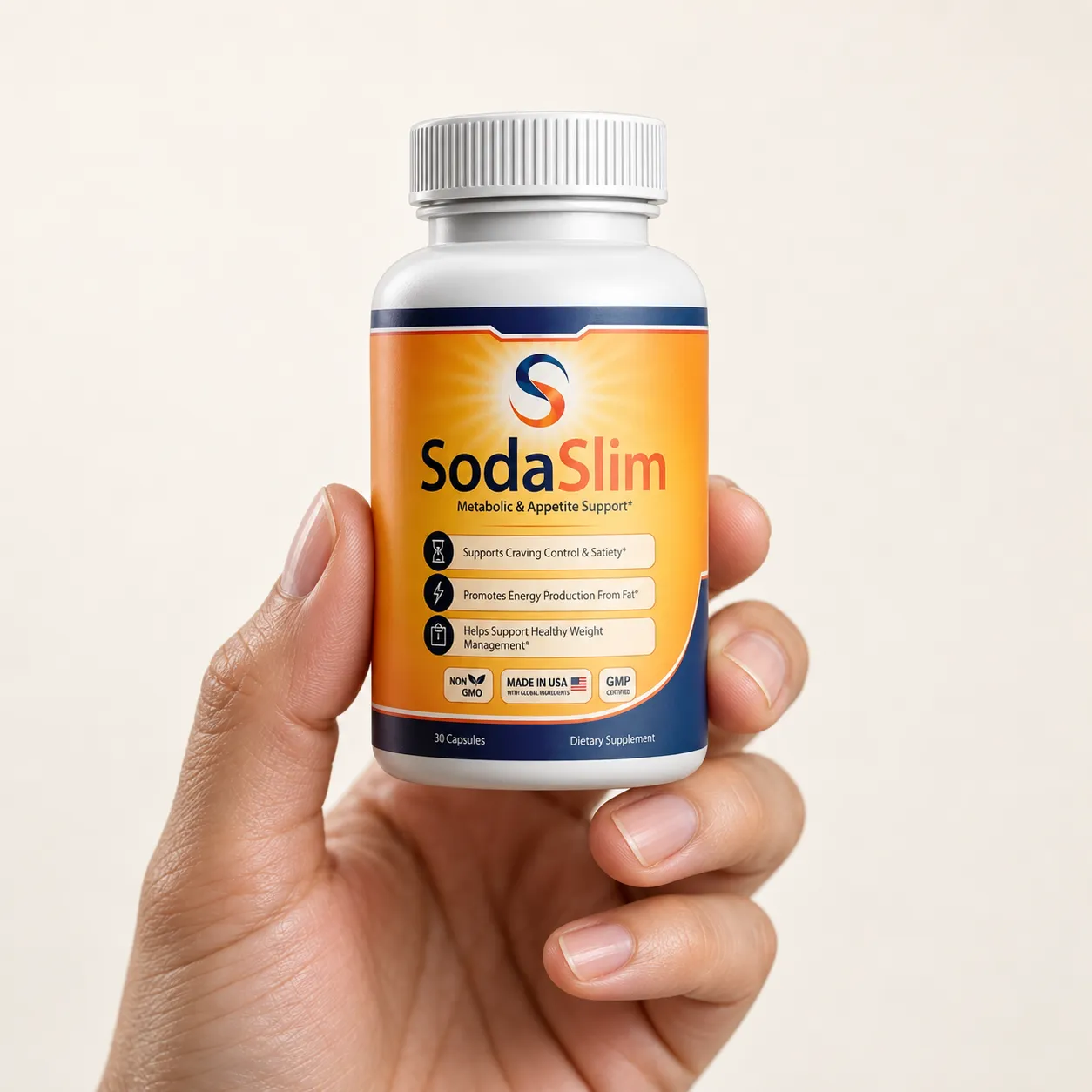 SodaSlim — the package held in a hand