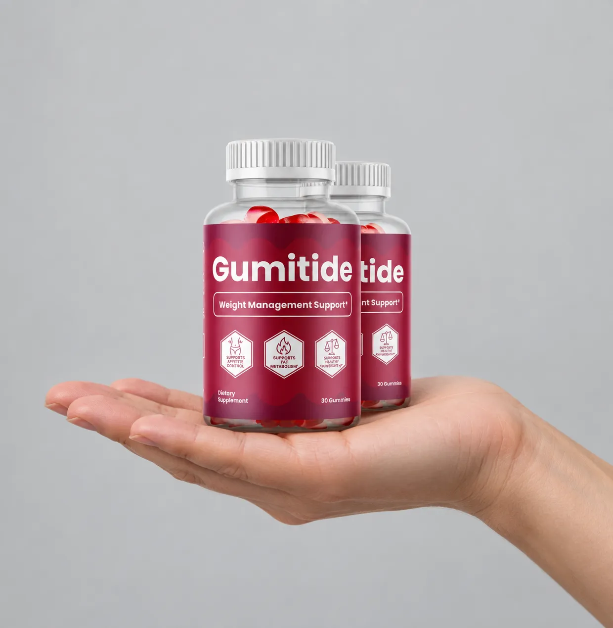 Gumitide — the package held in a hand