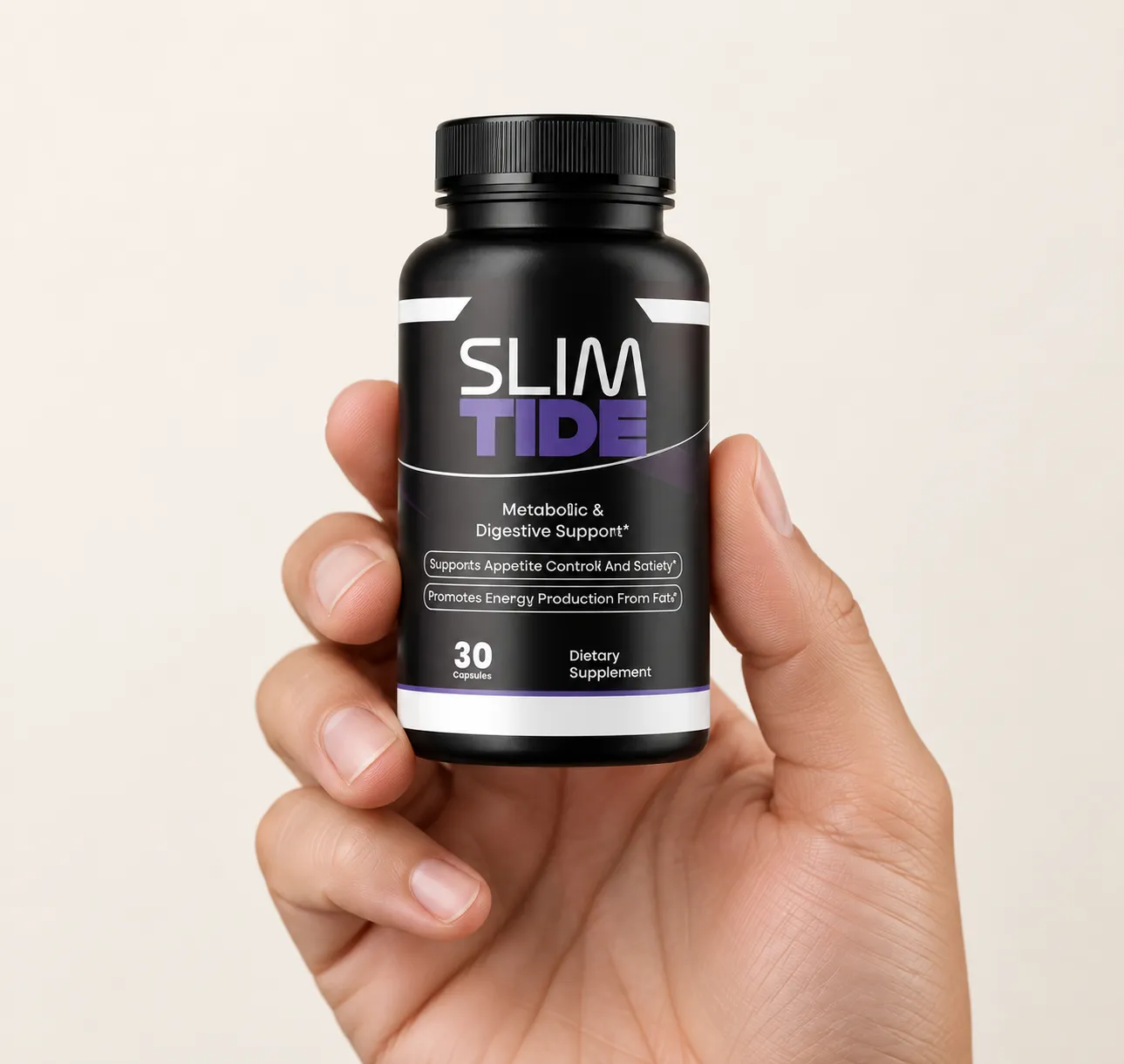 Slimtide — the package held in a hand