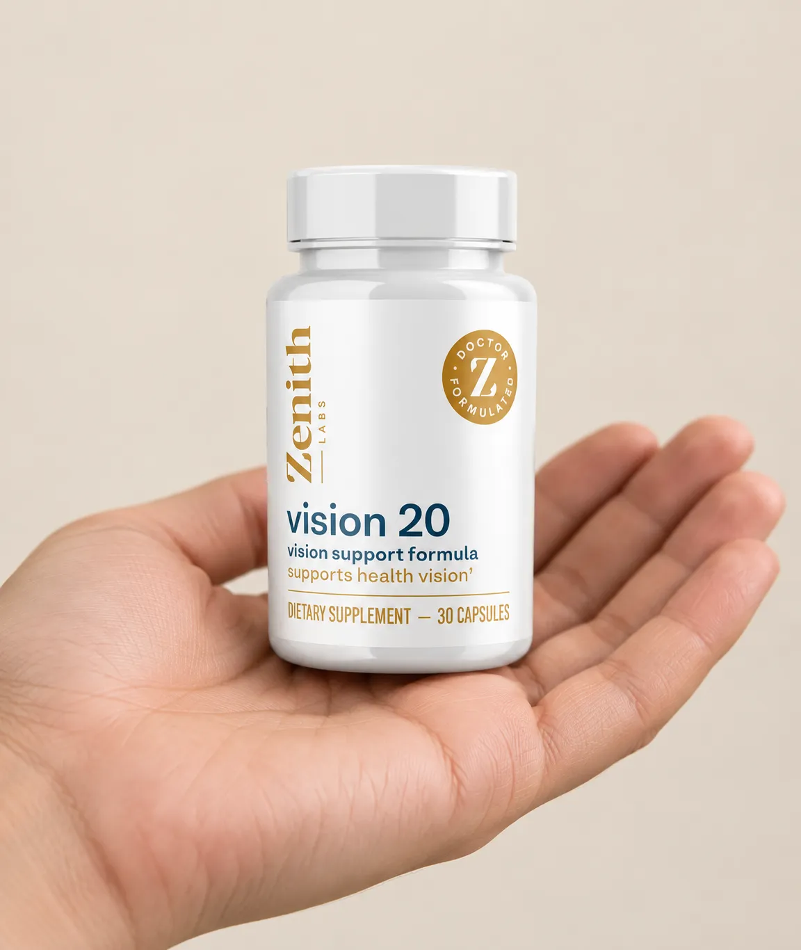 Vision 20 — the package held in a hand